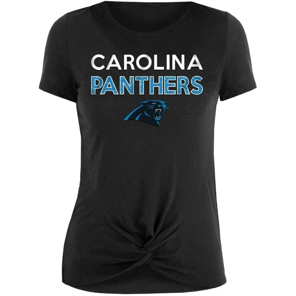 Carolina Panthers Women's New Era Glitter Knot Navy Tee - Picture 1 of 1
